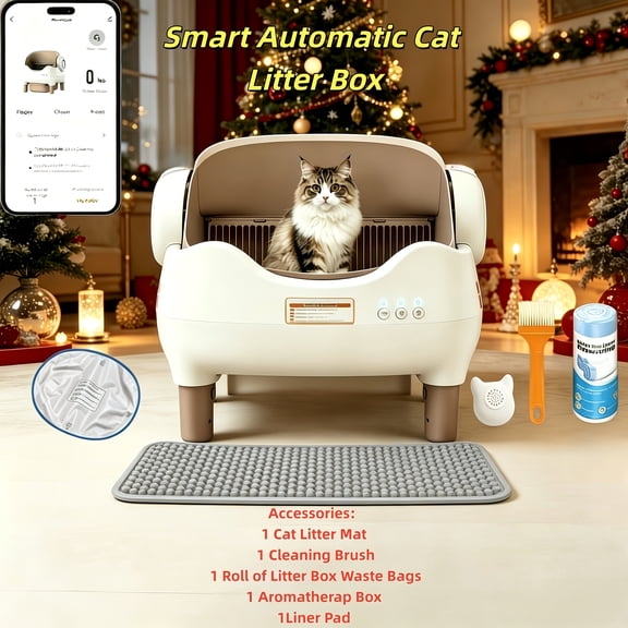 Large Smart Self-Cleaning Cat Litter Box, App-Controlled Automatic Cleaner with 3.43Gal Big Capacity, 2.4G Wifi Cat Litter Box with Odor Removal, 14-Day Hands Free Scoopless Care, Auto-Scoop