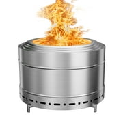 PaPaJet Large Smokeless Fire Pit 27" with Stand Wood Burning Stainless Steel Outside Firepits for Outdoor Garden Camping