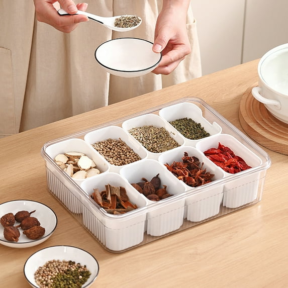 Large Snack Box with Lid Divided Serving Tray Clear Organizer for Candy Building Blocks Nuts Snacks with 8 Compartments Portable Charcuterie Container for Storage And Display Snack Platters-White