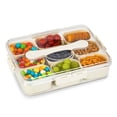 thumbnail image 1 of Large Snackle Box Container, 9+1 Big Space, Portable Divided Serving Tray with Lid & Handle, Charcuterie Board Snack Box for Flight, Veggie Tray for Outdoor, Perfect for Gift Giving, 1 of 7