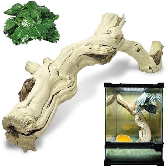 Large Snake Climbing Branch Decor 15.5 in Natural Reptile Wood Cork Log Bearded Dragon Tank Accessories Tree Trunk for Chameleon Gecko Ball Python Frog