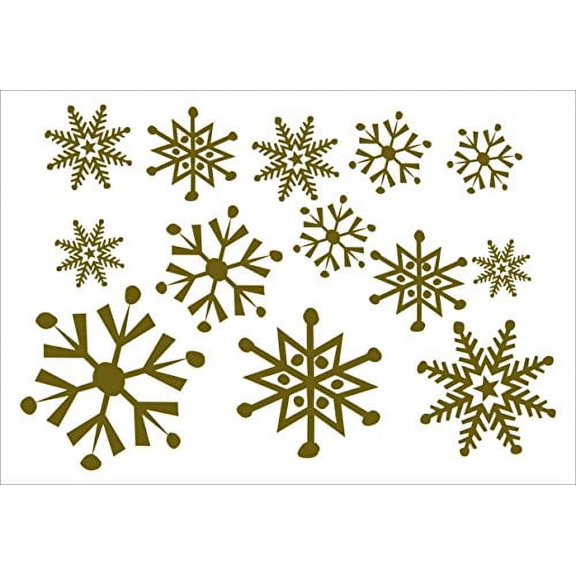 Large Snowflake Designs Vinyl Decals Stickers (Set of 13), 8-2.5 , Metallic Gold