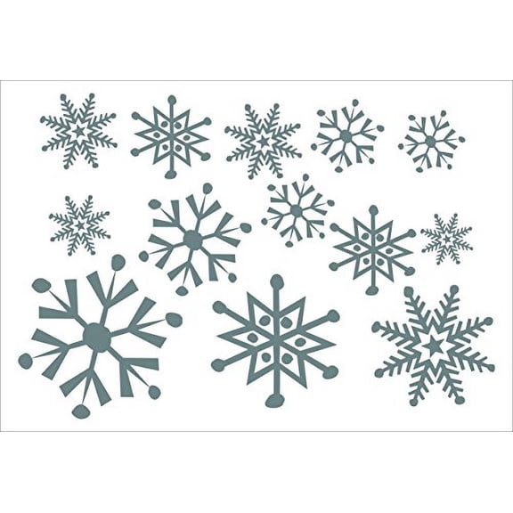 Large Snowflake Designs Vinyl Decals Stickers (Set of 13), 8-2.5 , Metallic Silver