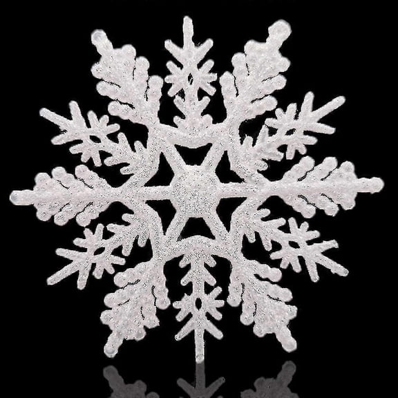 Large Snowflakes Set Of 5 White Glittered Snowflakes 12" Christmas Decorative Hanging Orn