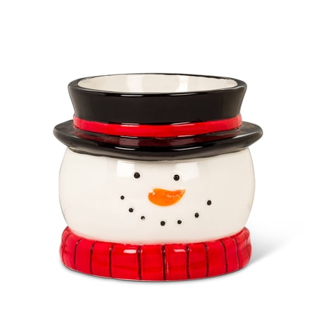 Abbott Collection 27-MINIKIN-062-LG Large Snowman Head Planter, White/Black