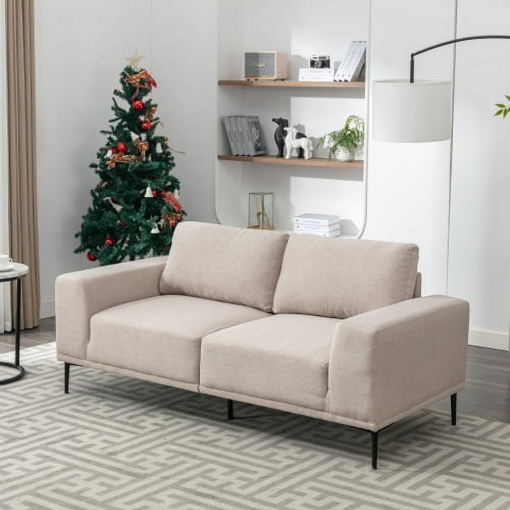 Large Sofa, 74.8 Inch Linen Fabric Loveseat Couch Mid-Century Modern ...
