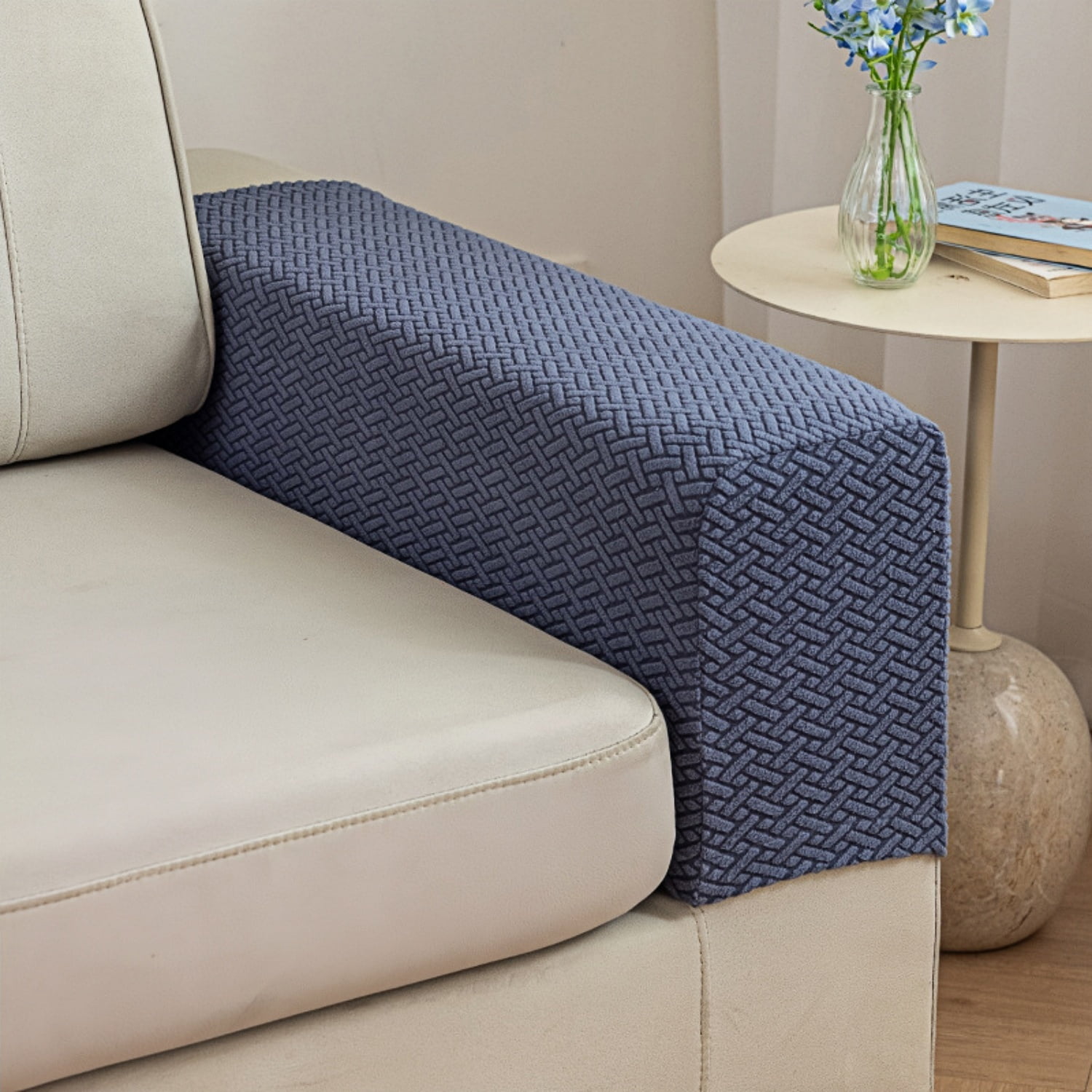 Large Sofa Arm Covers Recliner Couch Armrest Covers Chair Arm Covers, Wear & Tear Protection (Dark Blue,2 Pack )