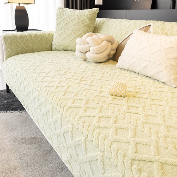Large Sofa Cushion Cover - 35x71 Inch Thickened Cotton Velvet Sofa Pad, Soft Plush Furniture Protector with Non-Slip Backing, Machine Washable Couch Cover for Pets & Kids, 90*180cm
