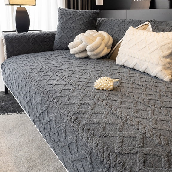 Large Sofa Cushion Cover - 35x71 Inch Thickened Cotton Velvet Sofa Pad, Soft Plush Furniture Protector with Non-Slip Backing, Machine Washable Couch Cover for Pets & Kids, 90*180cm