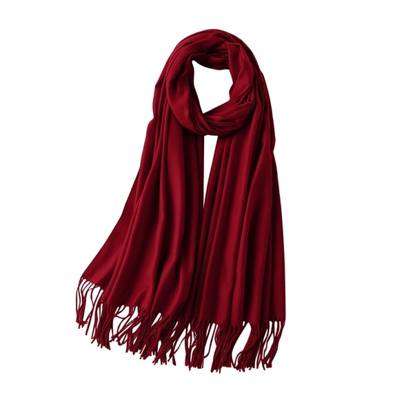 Large Soft Feel Pashmina Scarf for Women, Silky Shawl Wrap, Trendy Fashion Scarf for Travel, Wedding, Evening Dress, Lightweight Neck Wrap, Elegant Daily Wear Wine