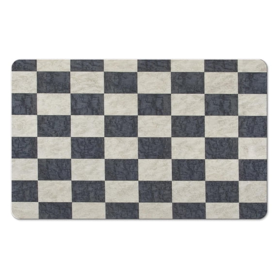 Large, Soft Microfiber Checkered Bath Mat | Non-Slip, Water Absorbent | 20x32in, Machine Washable Rug Runner for Bathroom & Hallway