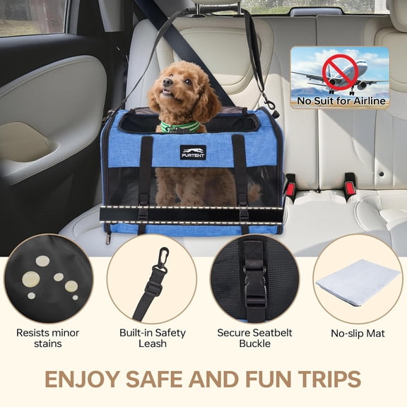 Large Soft Sided Travel Crate for Medium Big Cats and Puppies to 25 lbs, Portable Pet Bag with Shoulder Strap, Dark Blue