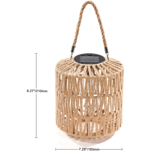 Large Solar Rope Lantern Outdoor Hanging Handwoven Jute Rope Lantern with Warm Edison Bulb, IP65 Waterproof Solar Powered Garden Light for Porch Patio, Yard Christmas Decorations, 8.27 Tall