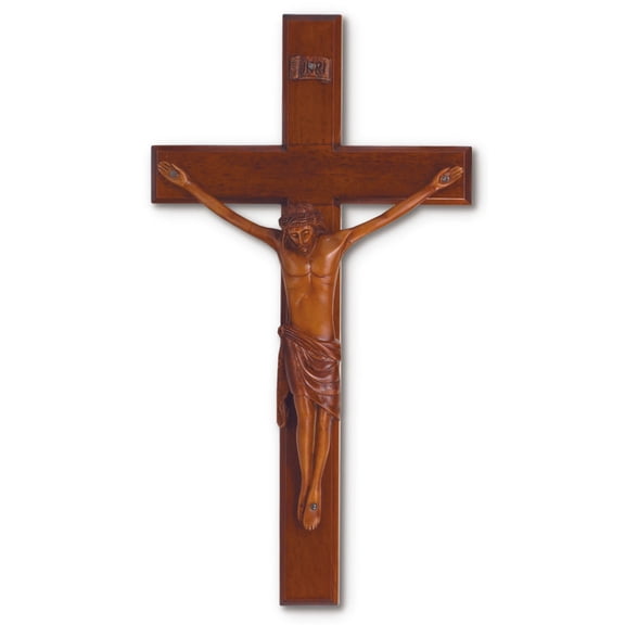 Large Solid Mahogany Wall Crucifix