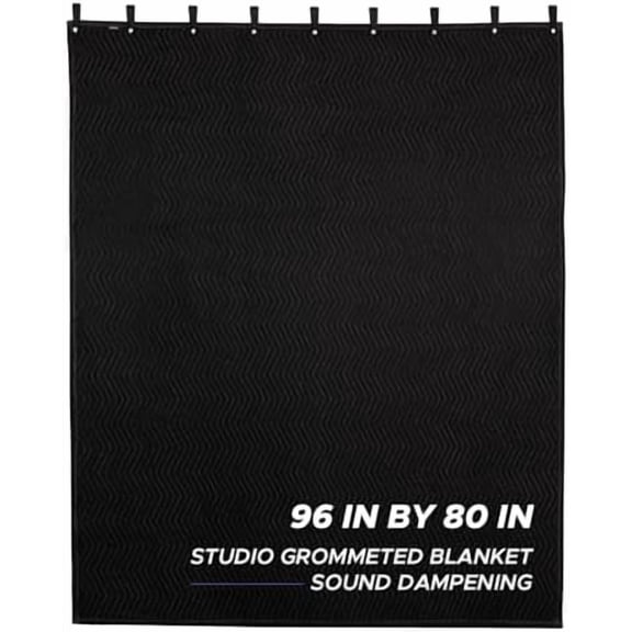 Large Sound Dampening Blanket 96" x 80" Heavy Duty Soundproof Blanket with Metal Grommets Noise Cancelling Studio Sound Absorption Curtain/Light Blocker/Moving Blanket$$Music