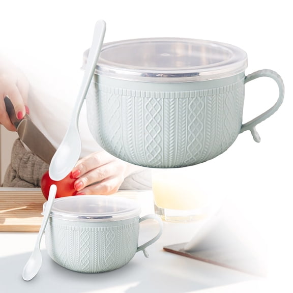 Large Soup Mug with Cover, Multipurpose Tableware Bowl for Oatmeal Stew Noodles and Hot Drinks