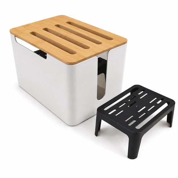 Large Space Wooden WiFi Router Storage Box Cable Organizer & TV Setup Cover Hub, 13.0 x 7.9 x 7.9 Inches