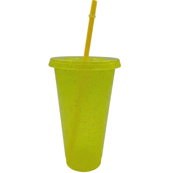 Large Sparkling Glitter Tumbler with Straw and Lid, Eco-Friendly Reusable Party Cup for Refreshments, Stylish Sparkling Sip and Shine Design for All Use Yellow