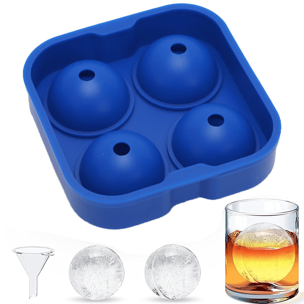 Ice Cube Molds Tray, Large Silicone Whiskey ，Round Sphere Ice Ball Maker -  green