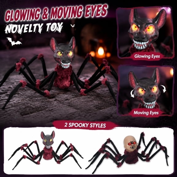 Large Spider Plush Toy Realistic Halloween Decorations,Fuzzy Creepy Crawly Stuffed Doll with Bendable Legs,Soft Sculpture for Spooky Home Display Haunted House Prop