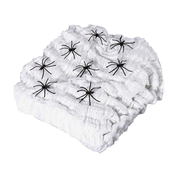 Large Spider Web with 60 Fake Spiders, Realistic Look and Lightweight Material, Easy to Arrange, Reusable Decor for Yard, Bar and Haunted House Halloween Scenes