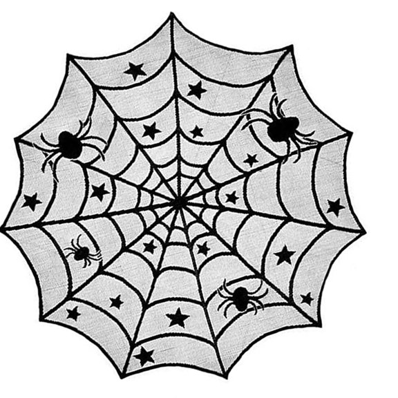 Large Spiderweb Lace Table Runner Table Cover Halloween Party Essential Wrinkles Resistant Fabric For Dining Decoration
