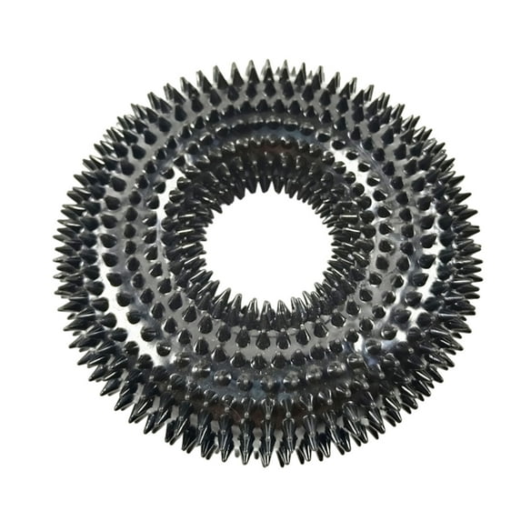 Large Spiky Dog Ring Toy, Squeaky TPR Chew Circle for Aggressive Chewers 1 Pack, Durable Interactive Training Toy for Medium Large Dogs Black 4.9 Inch