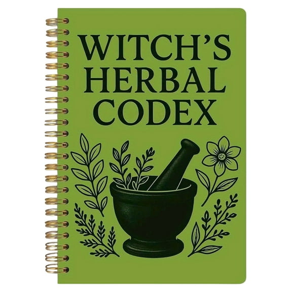 Large Spiral Notebook, Witch's Herbal Codex Old Spiral Binding Plant Notebook - Durable Cover Resists Daily Wear/Scratches, Smooth Inner Pages No Ink Bleeding, Large Capacity For