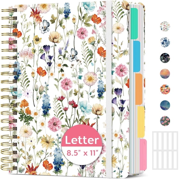 Large Spiral Notebooks for Work 5 Subject with Removable Dividers