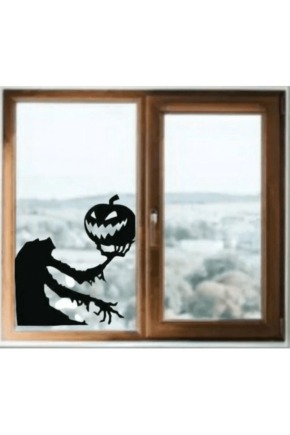 Large Spooky pumpkin Halloween Skeleton Window cling Decal