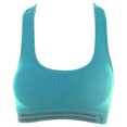 thumbnail image 1 of Large Sports Bras for Women Seamless Stretch Sport Bra Padded Bralettes Tank Workout Gym Yoga Vest V-Neck Back-Smoothing Bra Feature Hook and Eye Closure Longline Bra Style Y-459 , Sky Blue M, 1 of 8