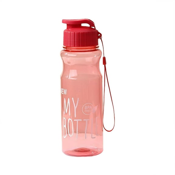 Large Sports Water Bottle,Fitness Cup with Lock Lid & Lanyard Design,Leakproof,BPA Free Plastic Water Bottle for Gym Outdoor Sports Walking Hiking Driving Riding, 1Pc, Multicolor(Red,2.5x2.5x8.6")