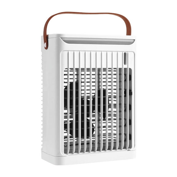 Large Spray Aircooler Portable Fan with Lights, Adjustable Three - Speed Cooling, Quiet Operation, and 650ml Water Tank for Home and Office Use,White