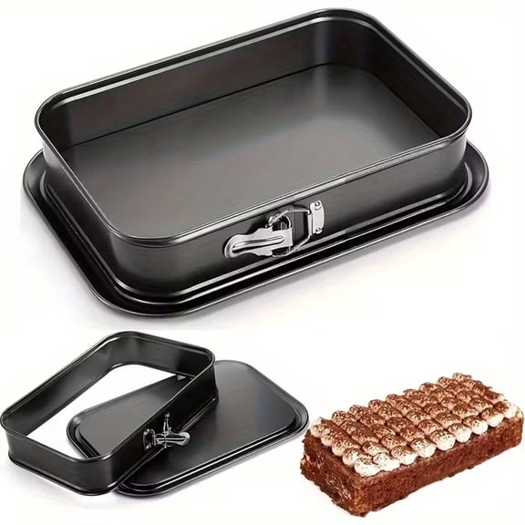 Large Springform Cake Pan Rectangle with Removable Bottom, 14 x 9.5 Inch Rectangle Cheesecake Pan, Tiramisu Bakeware, Non-Stick Baking Pan Mold Leakproof for Home Kitchen DIY