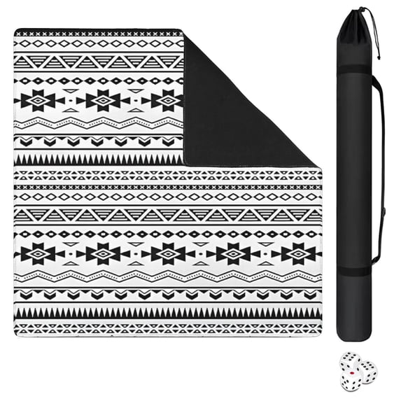 Large Square Boho Anti-Slip Mahjong Mat 31.5x31.5 Inch Rubber Table Topper with Noise Dampening for Chinese Tiles Card Games and Game Room Activities