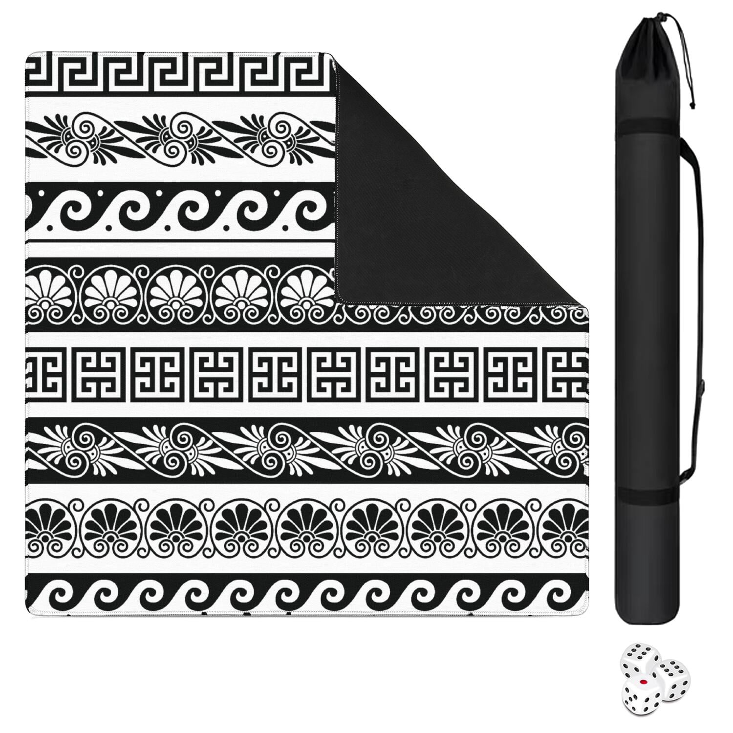 Large Square Boho Mat 31.5x31.5 Inches Made of Durable Rubber Material with Anti-Slip Surface and Noise Reduction Function for Card Games
