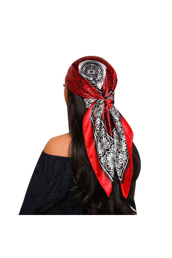Large Square Headscarf 90x90cm Hair Bandanas Neck Scarves Stylish Soft Artificial Silk for Sleep Beach Daily Wear Parties Decoration