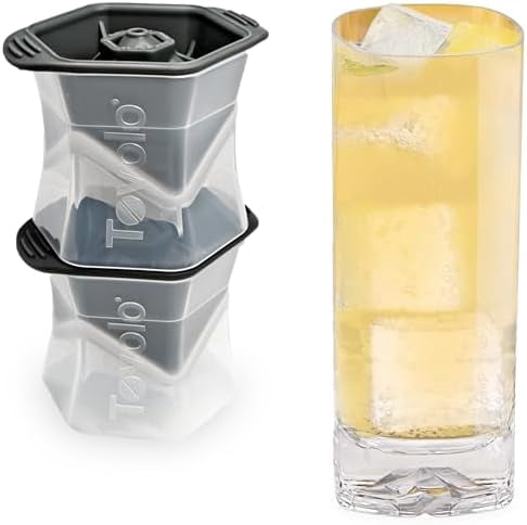 Large Square Ice Cube Mold Colossal 2 Inch Cubes Pack of 2, Huge Ice Cube Mold Block for Whiskey Cocktails Bourbon, Silicone BPA Free Dishwasher Safe Giant XL Ice Cube Molds