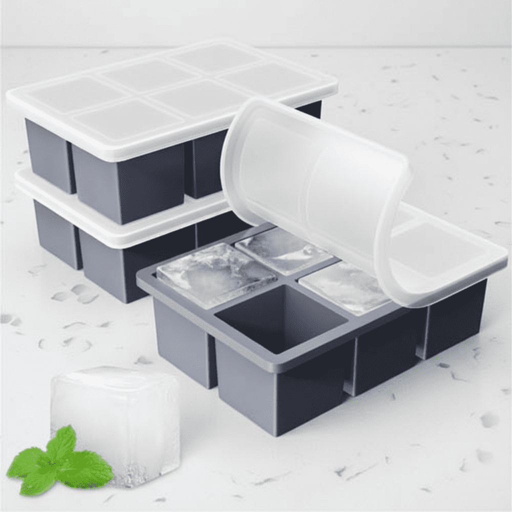 Large Square Ice Cube Tray Set for Whiskey & Cocktails - 3-Pack Silicone Big Ice Cube Maker - 2-Inch Huge Cubed Ice Molds for Whisky, Cold Drinks, and Bartending Gifts