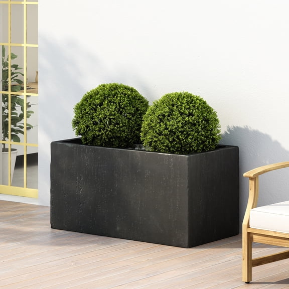 Large Square MGO Planter 35.25 Inches for Outdoor Patio, Lightweight Concrete Plant Pot Black