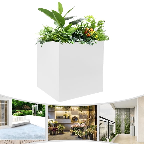 Large Square Planter, Cube Metal Planters Pot with Drainage Seams for Indoor and Outdoor, Heavy Duty Steel Flower Pots for Patio, Deck, Garden