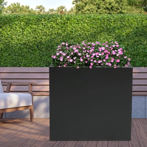Large Square Planter for Outdoor Plants, 32" x 32" x 32" Black Metal Planter Box, Heavy Duty Cube Large Flower Pot for Commercial Residential Patio Garden Yard Home Decor$$Garden & Patio