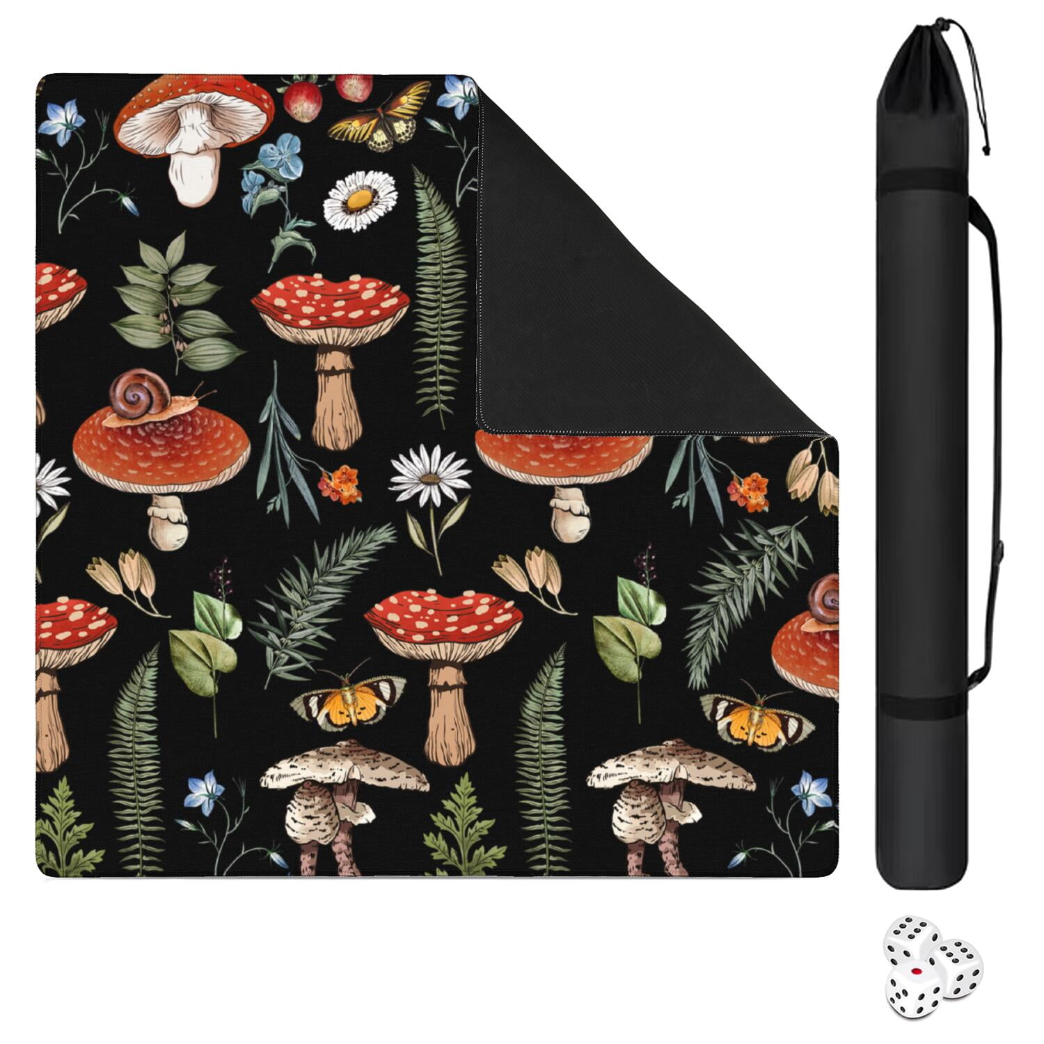 Large Square Plants Style Mahjong Mat 31.5x31.5 Inches Crafted from Durable Rubber Featuring Anti-Slip Grip Surface and Noise Dampening Technology for Multi-Game Use