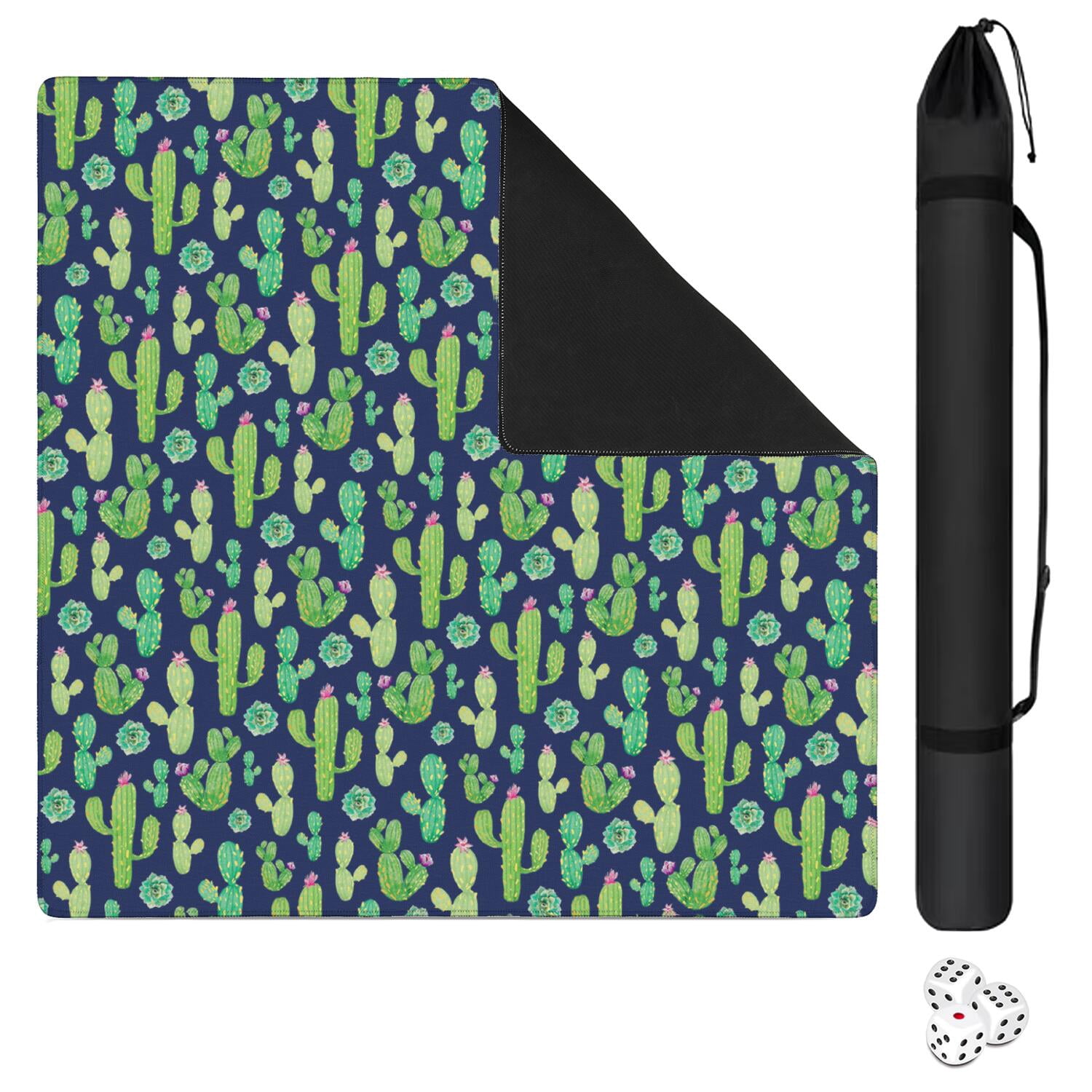 Large Square Plants Style Mahjong Mat 31.5x31.5 Inches Crafted from Durable Rubber Featuring Anti-Slip Grip Surface and Noise Dampening Technology for Multi-Game Use