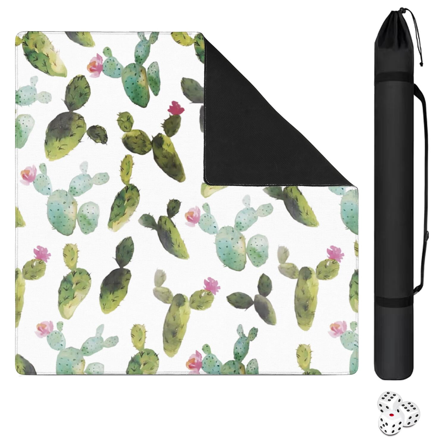 Large Square Plants Style Mahjong Mat 31.5x31.5 Inches Crafted from Durable Rubber Featuring Anti-Slip Grip Surface and Noise Dampening Technology for Multi-Game Use