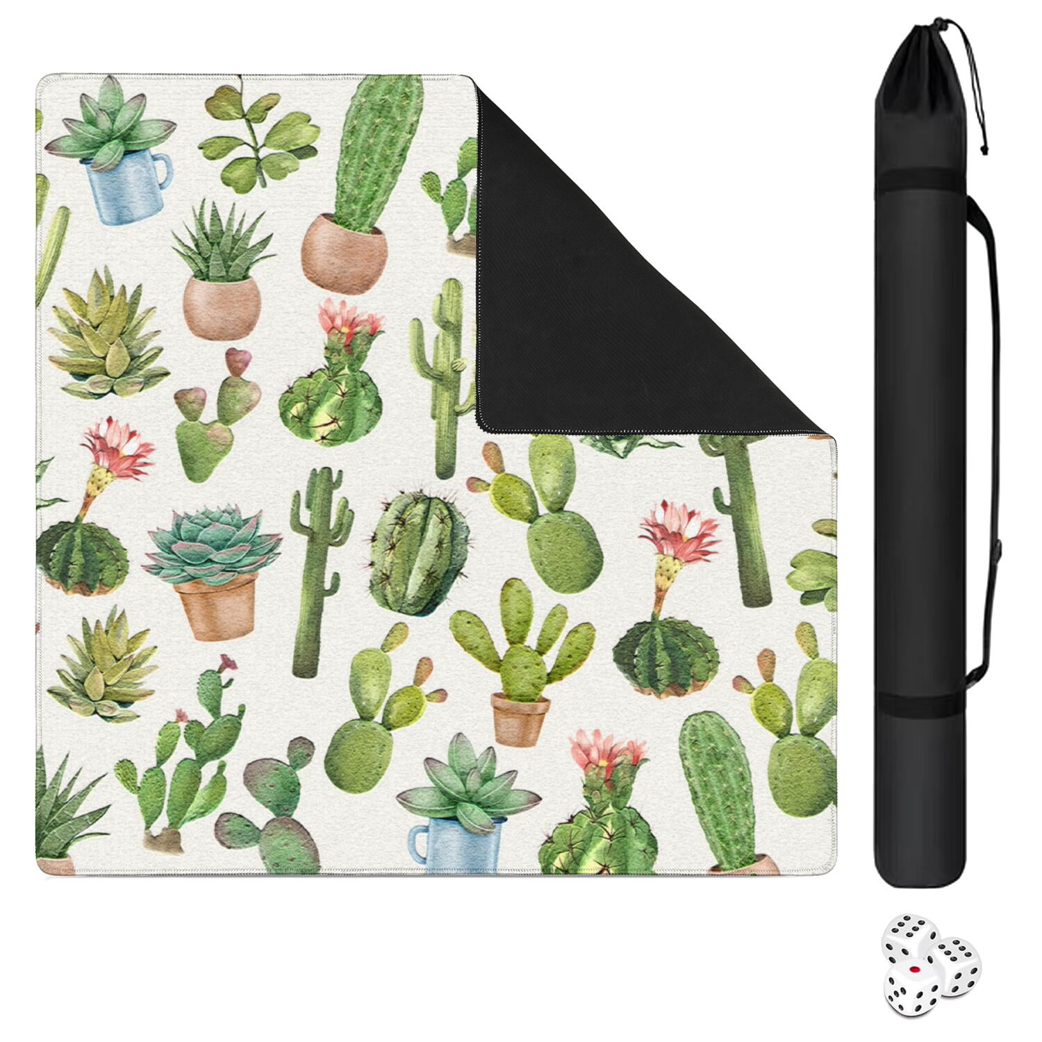 Large Square Plants Style Mahjong Mat 31.5x31.5 Inches Crafted from Durable Rubber Featuring Anti-Slip Grip Surface and Noise Dampening Technology for Multi-Game Use