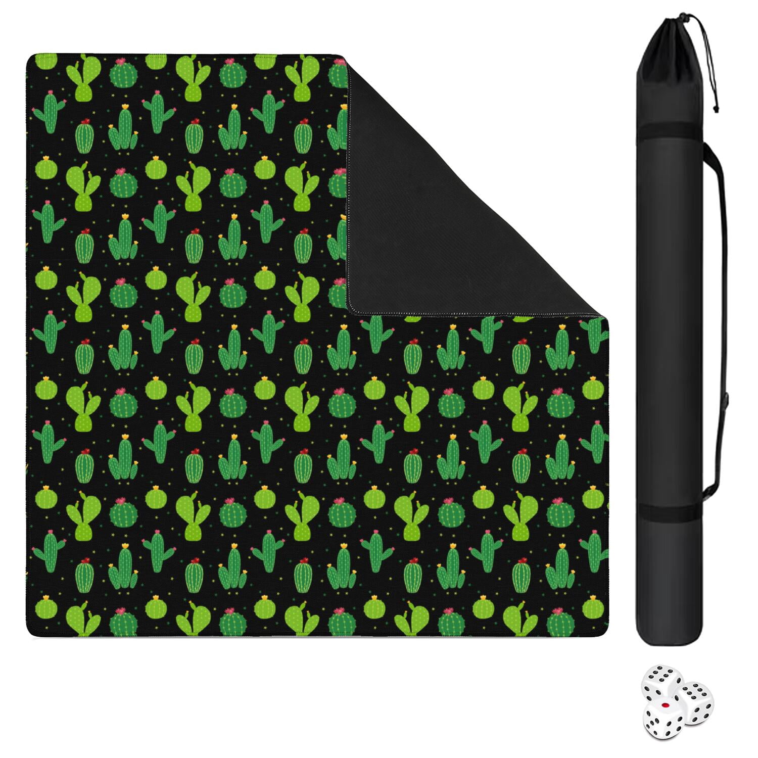 Large Square Plants Style Mat 31.5x31.5 Inches Made of High Quality Rubber with Anti-Slip Properties and Noise Reducing Technology for Card Games