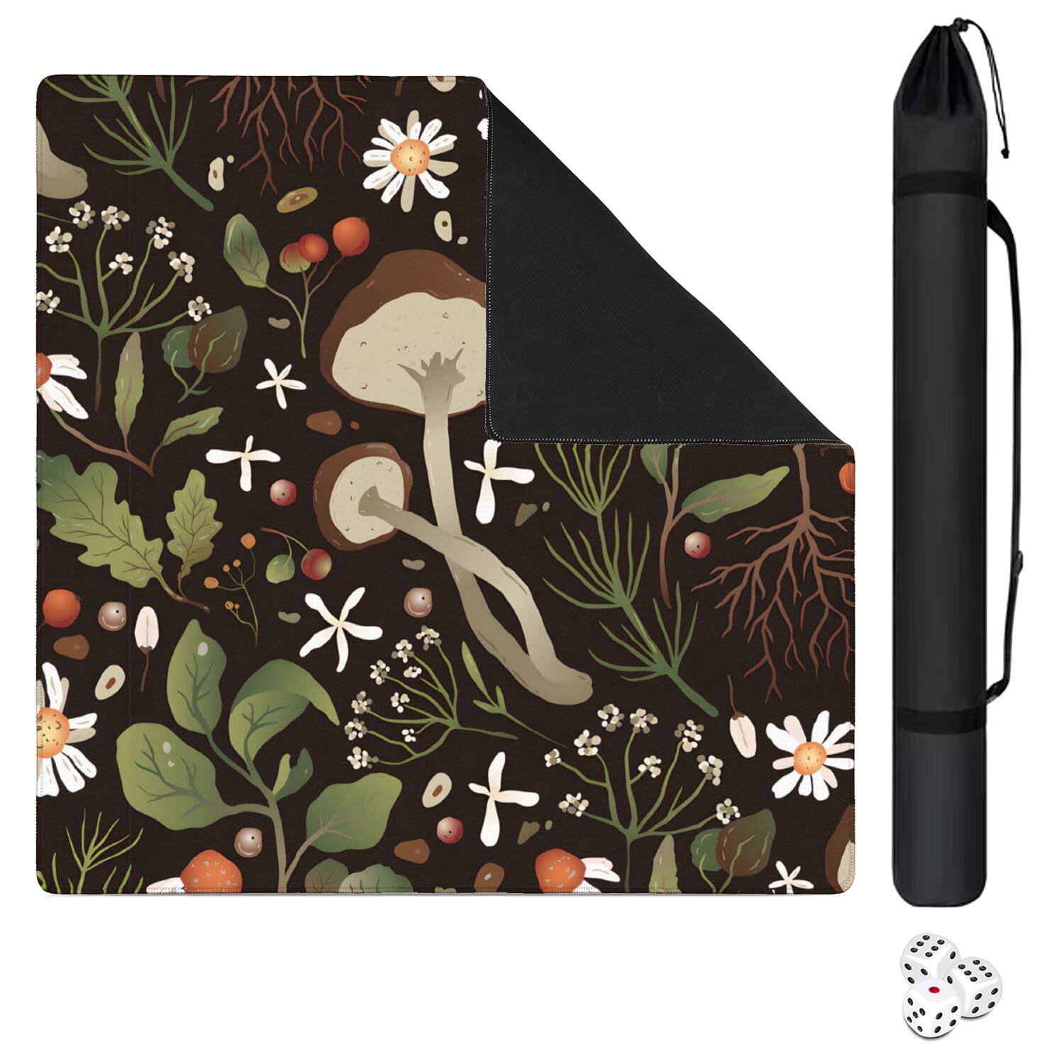 Large Square Plants Style Mat 31.5x31.5 Inches Made of High Quality Rubber with Anti-Slip Properties and Noise Reducing Technology for Card Games