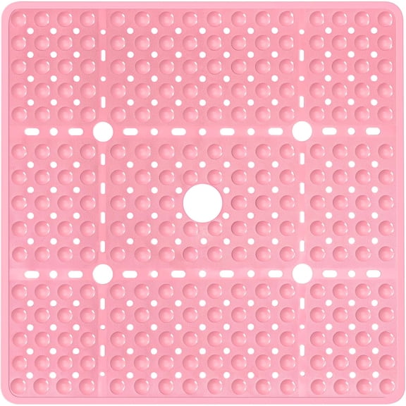 Large Square Shower Mat 27 x 27 Inch , Non Slip Shower Bathtub Mats for Inside Shower with Big Suction Cups Drain Holes, Anti Slip Bathroom Floor Shower Stall Mats, Easy Clean,