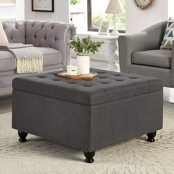 Large Square Storage Ottoman, Soft Pad Velvet